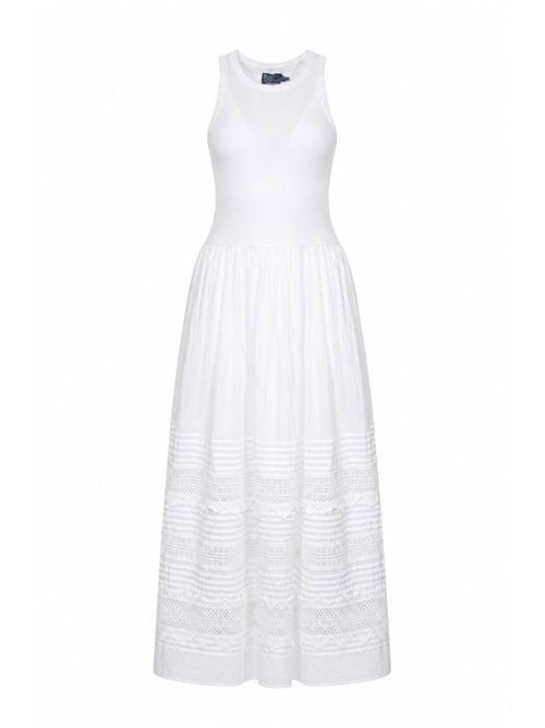Abito lungo in cotone con pizzo e ricami POLO RALPH LAUREN | 211A12914001